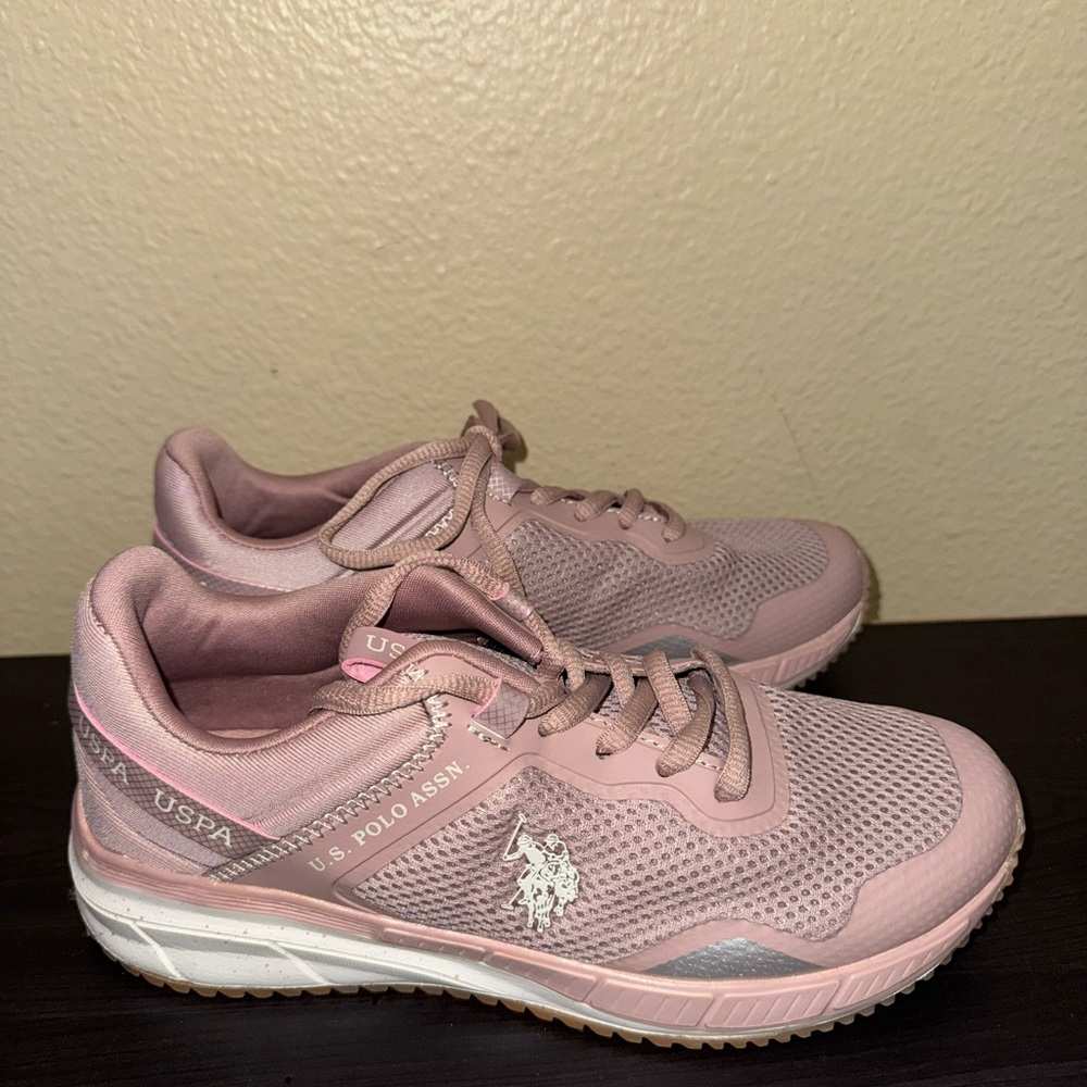 U.S. Polo Assn. Pink Sneakers with Mesh Upper and Logo Detail